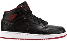 Jordan 1 Retro Mid GS Women's Shoes Black Red DR8123-037