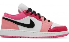 Jordan 1 Low GS Kids Shoes White Pink RN2537-370